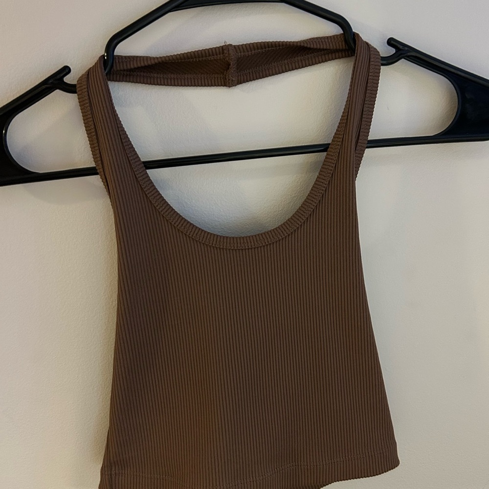 H&M Brown Ribbed Crop Top